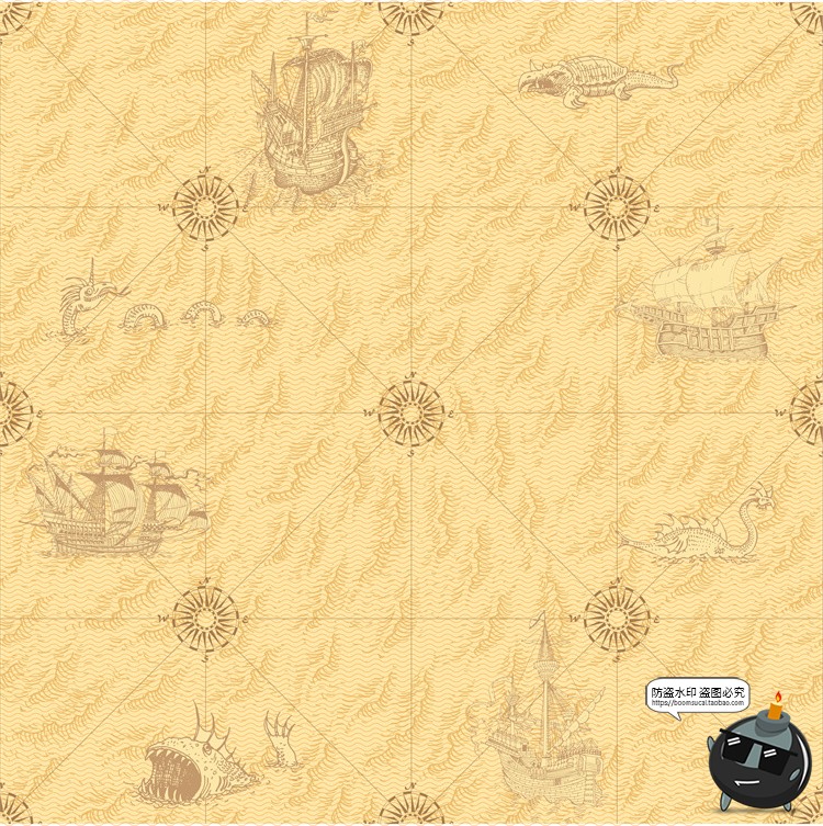 图片[34]-怀旧复古手绘欧美插画草图元素无缝图案背景底纹AI矢量JPG图素材-设计猿