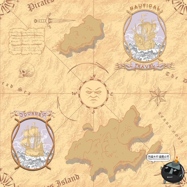 图片[37]-怀旧复古手绘欧美插画草图元素无缝图案背景底纹AI矢量JPG图素材-设计猿