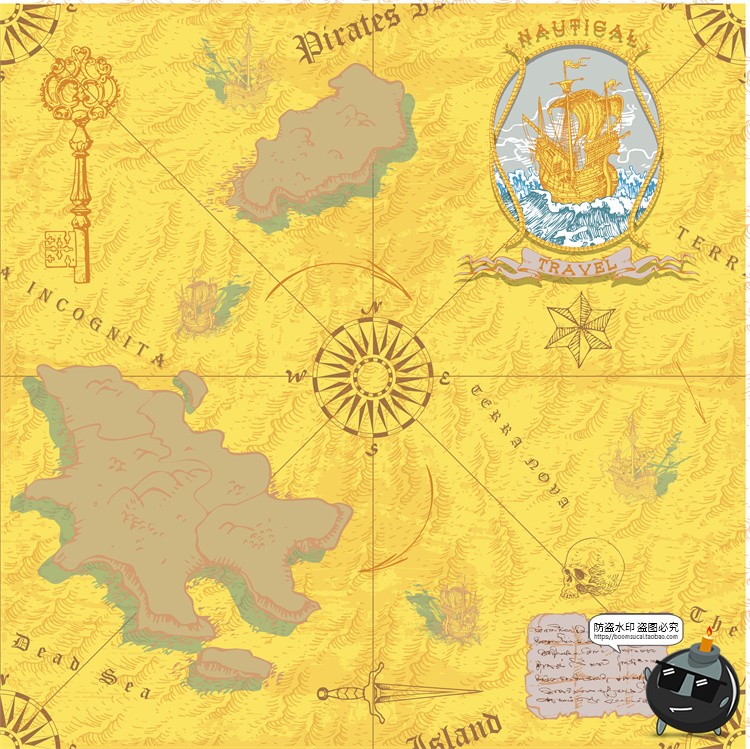 图片[38]-怀旧复古手绘欧美插画草图元素无缝图案背景底纹AI矢量JPG图素材-设计猿