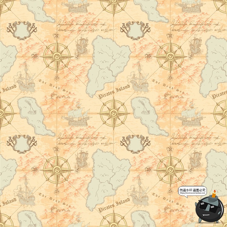 图片[39]-怀旧复古手绘欧美插画草图元素无缝图案背景底纹AI矢量JPG图素材-设计猿