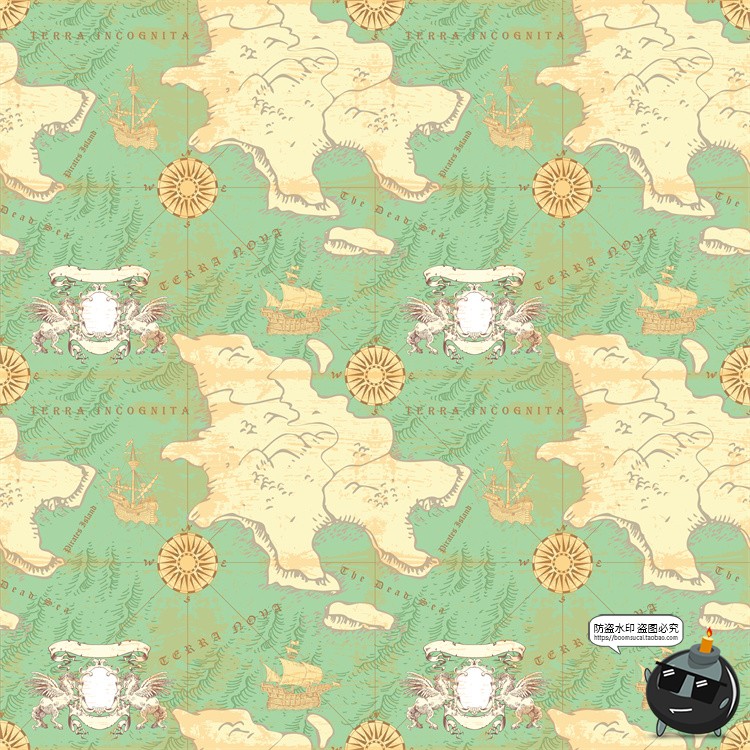 图片[42]-怀旧复古手绘欧美插画草图元素无缝图案背景底纹AI矢量JPG图素材-设计猿