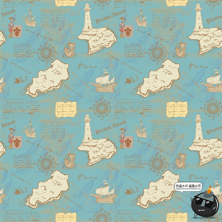 图片[43]-怀旧复古手绘欧美插画草图元素无缝图案背景底纹AI矢量JPG图素材-设计猿