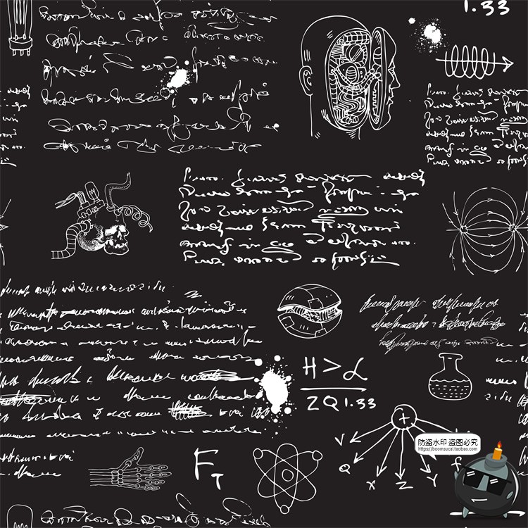 图片[47]-怀旧复古手绘欧美插画草图元素无缝图案背景底纹AI矢量JPG图素材-设计猿