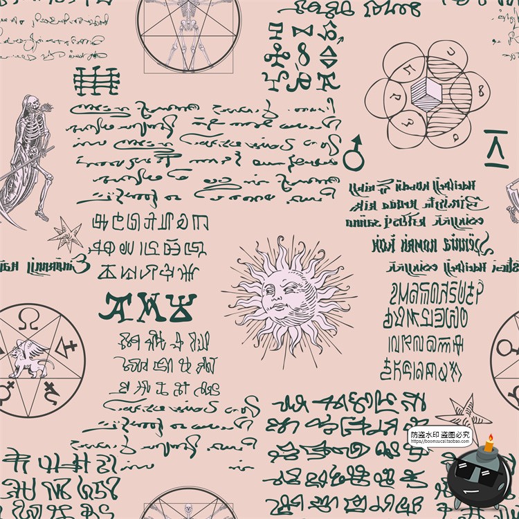 图片[48]-怀旧复古手绘欧美插画草图元素无缝图案背景底纹AI矢量JPG图素材-设计猿