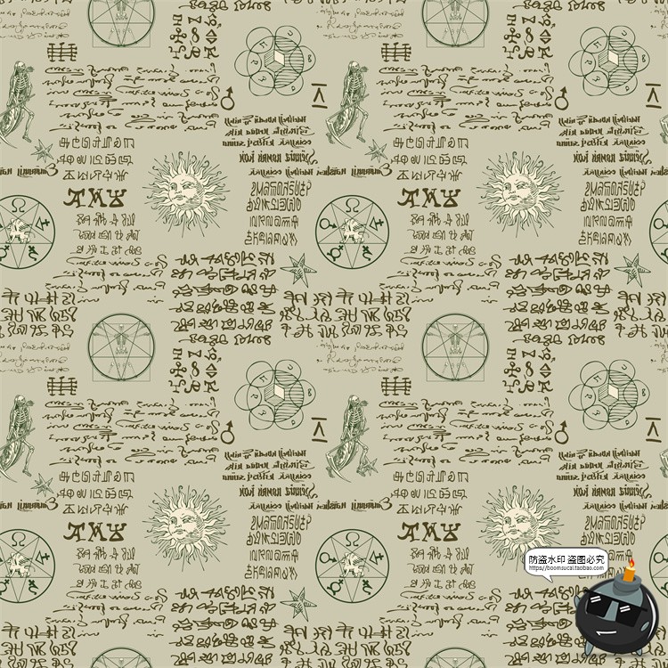 图片[50]-怀旧复古手绘欧美插画草图元素无缝图案背景底纹AI矢量JPG图素材-设计猿