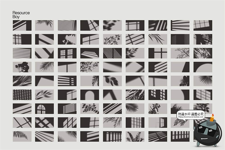 图片[2]-文艺阳光植物窗格阴影投影叠加背景底纹PNG免抠图片后期合成素材-设计猿