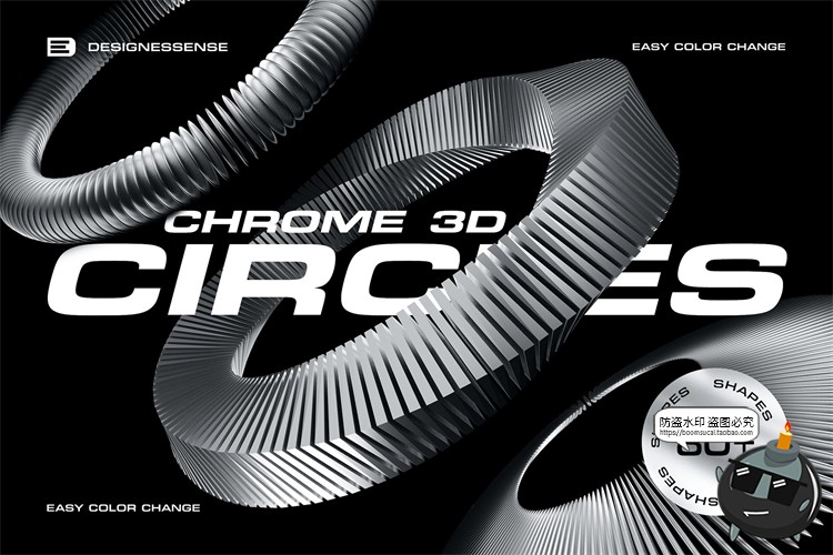 图片[1]-未来科幻抽象艺术3D立体镀铬金属不规则几何图形装饰PNG免抠素材-设计猿