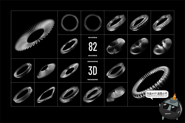 图片[2]-未来科幻抽象艺术3D立体镀铬金属不规则几何图形装饰PNG免抠素材-设计猿