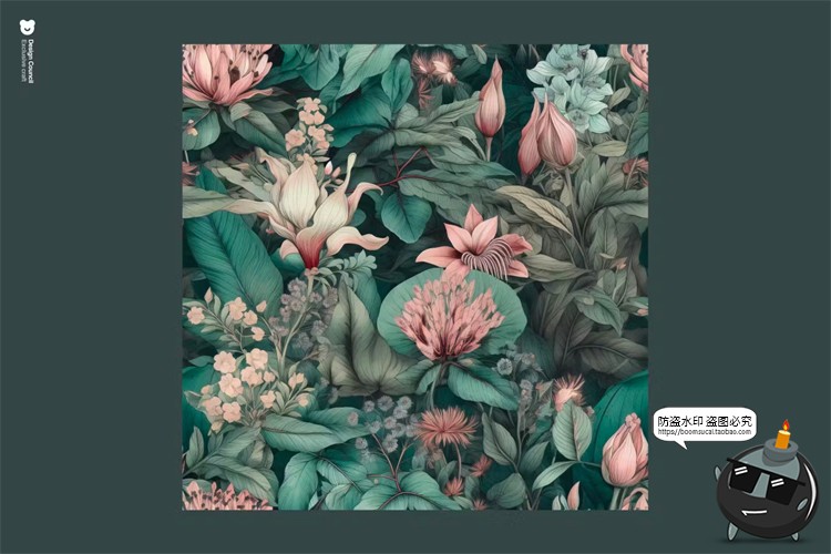 图片[2]-森系底纹复古宫廷植物花卉图案包装背景印花平铺底纹JPG图片素材-设计猿