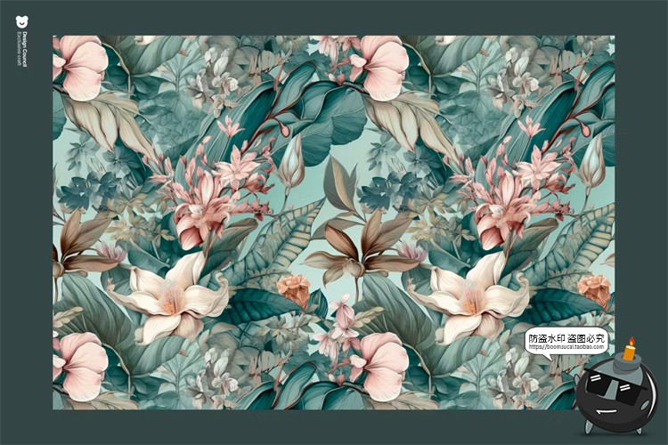 图片[3]-森系底纹复古宫廷植物花卉图案包装背景印花平铺底纹JPG图片素材-设计猿