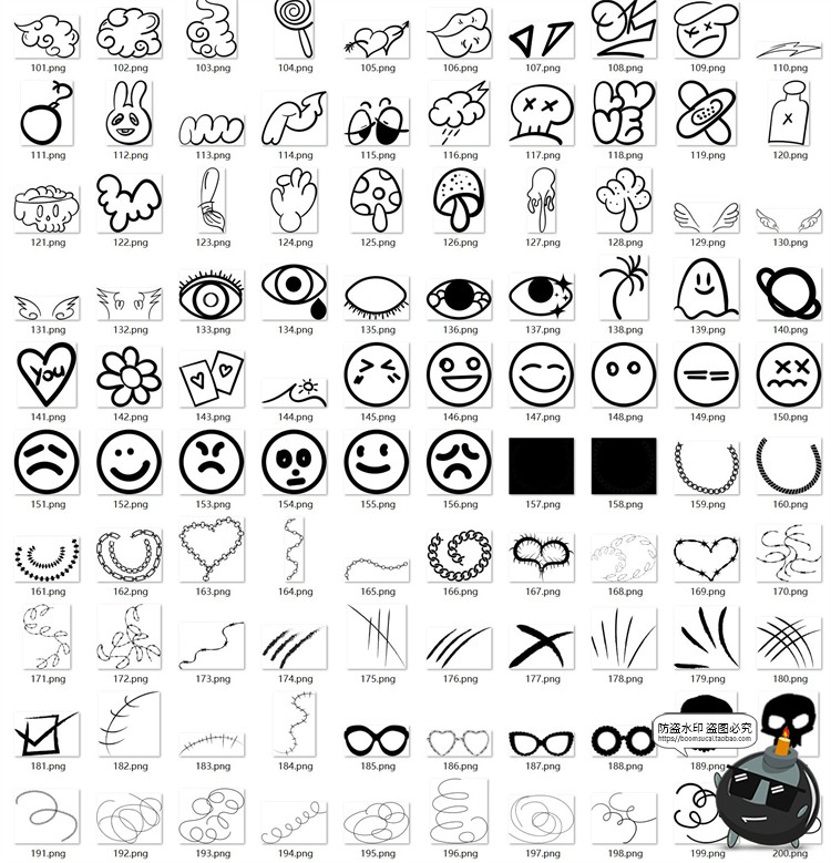 图片[8]-潮流创意街头乱涂手绘插画涂鸦标记符号拼贴PNG图案免抠图片素材-设计猿