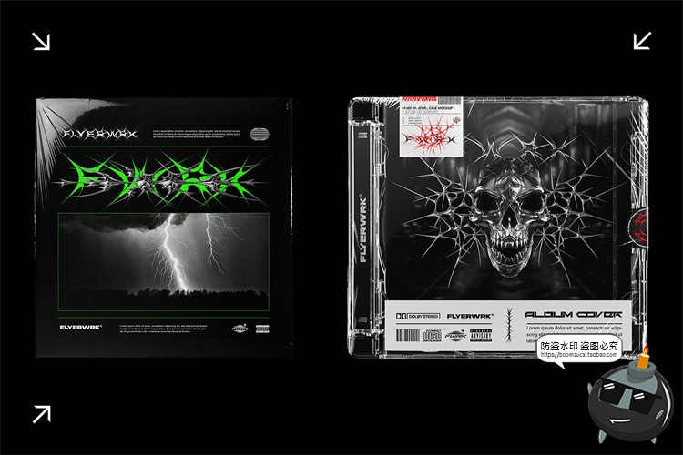 图片[3]-潮流复古Y2K摇滚重金属街头图形纹身图案AI矢量PNG免扣镀铬素材-设计猿