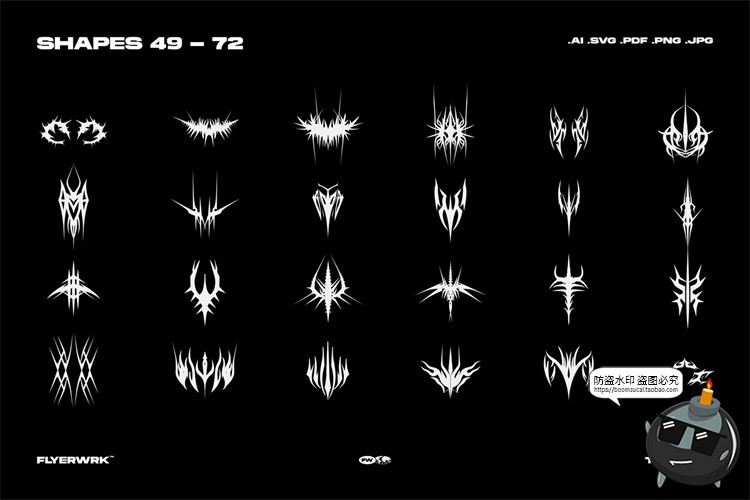 图片[11]-潮流复古Y2K摇滚重金属街头图形纹身图案AI矢量PNG免扣镀铬素材-设计猿