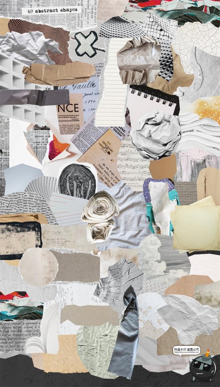 图片[4]-复古艺术五官情绪表情字母怀旧手稿撕纸剪贴画PNG免抠图片素材-设计猿