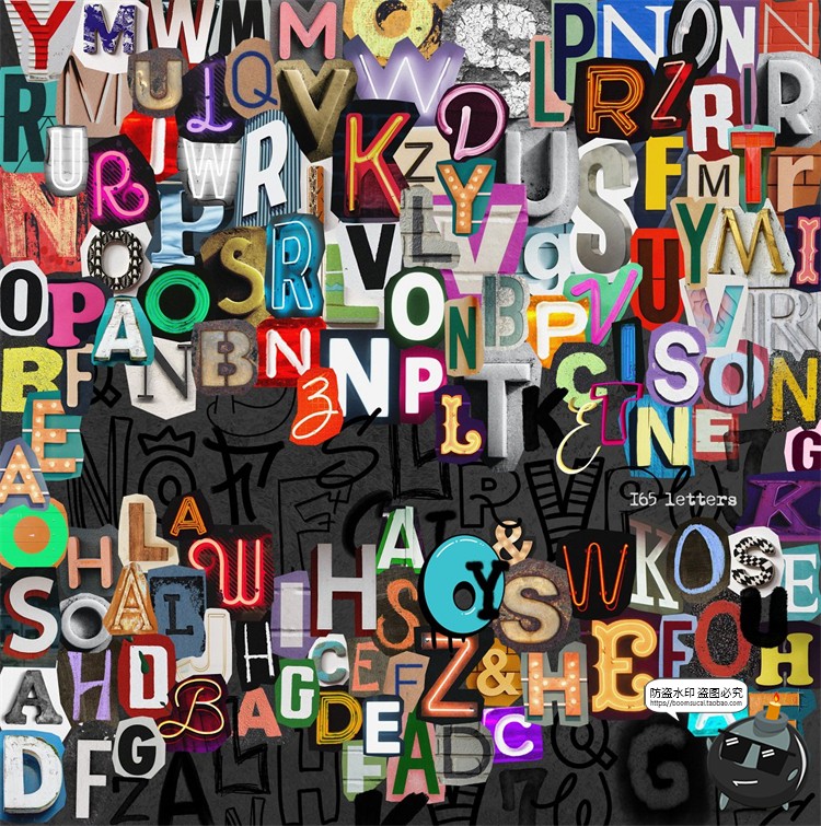 图片[5]-复古艺术五官情绪表情字母怀旧手稿撕纸剪贴画PNG免抠图片素材-设计猿