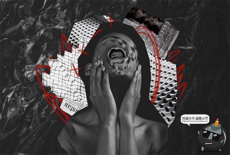 图片[11]-复古艺术五官情绪表情字母怀旧手稿撕纸剪贴画PNG免抠图片素材-设计猿