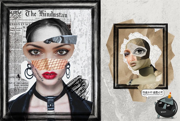 图片[12]-复古艺术五官情绪表情字母怀旧手稿撕纸剪贴画PNG免抠图片素材-设计猿