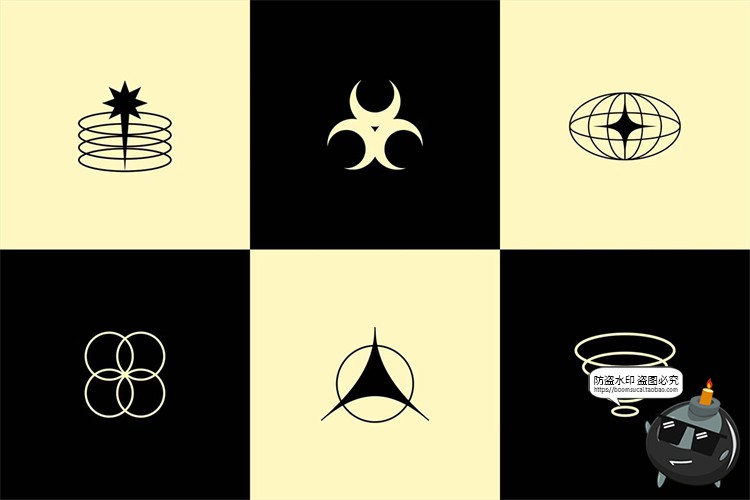 图片[2]-Y2K复古时尚几何图形装饰元素AI矢量PNG免扣PSD模板抽象平面素材-设计猿