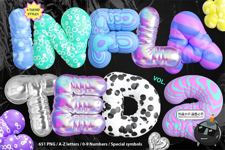 图片[1]-3D铝箔气球趣味卡通字母数字符号英文PNG免抠拼贴剪切画图片素材-设计猿