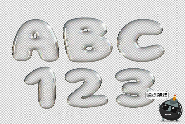 图片[5]-创意卡通肥皂泡泡气泡风装饰英文泡泡字母数字符号PNG免抠素材-设计猿