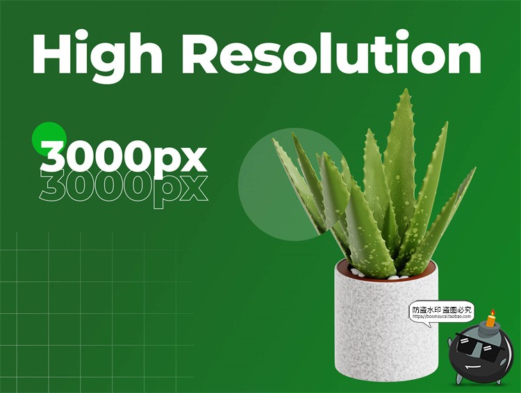 图片[3]-卡通创意室内绿植植物盆栽3D插图icons图标OBJ格式PNG免抠素材-设计猿