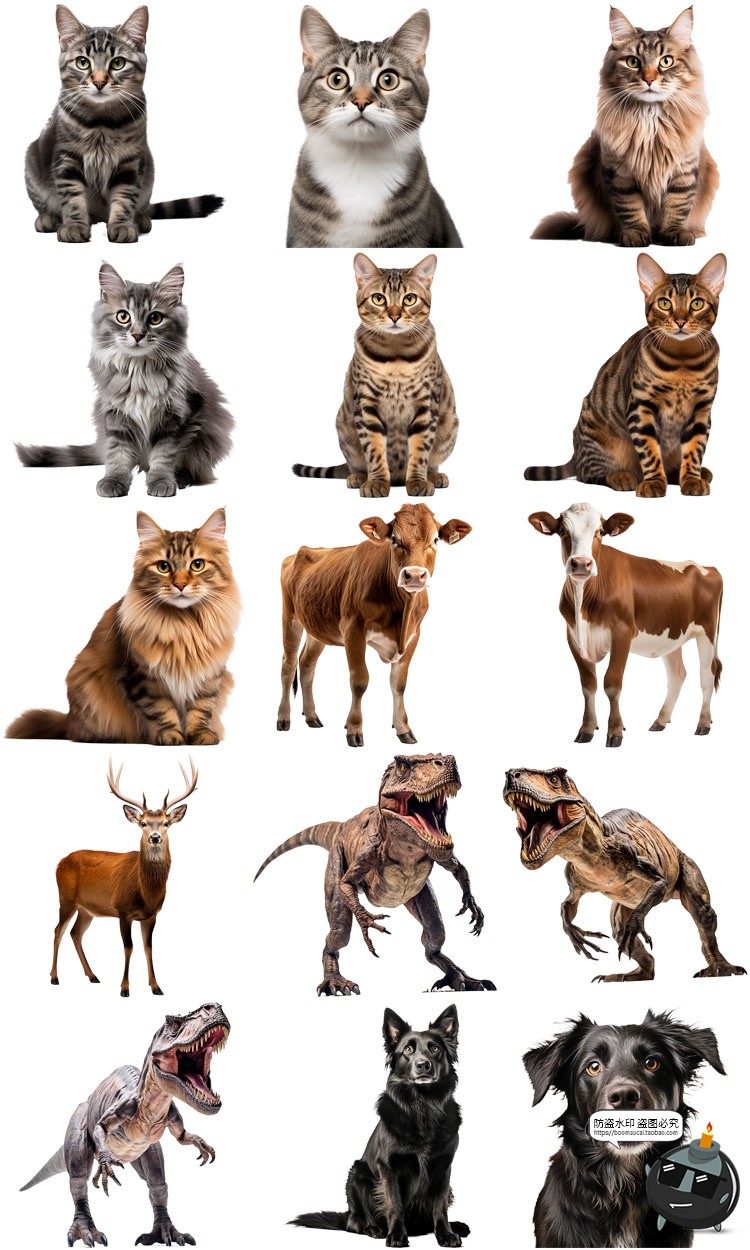 图片[7]-动物世界鸟类宠物野兽野生动物自然风光拼贴剪贴画PNG免抠图素材-设计猿