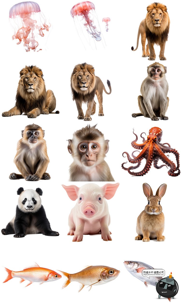 图片[9]-动物世界鸟类宠物野兽野生动物自然风光拼贴剪贴画PNG免抠图素材-设计猿