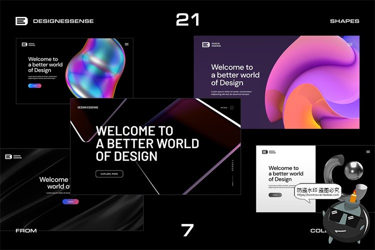 图片[8]-潮流科幻3D抽象全息金属艺术几何主视觉海报图形PNG免抠图片素材-设计猿