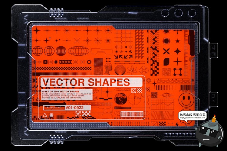 图片[1]-科幻机能赛博朋克潮流科技潮牌抽象几何图形标AI矢量PNG免抠素材-设计猿