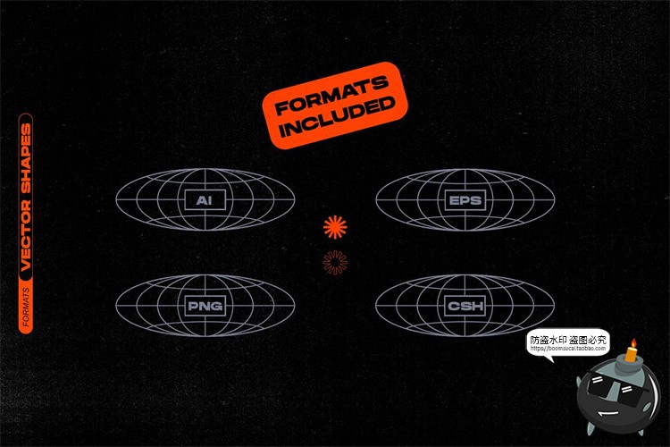 图片[3]-科幻机能赛博朋克潮流科技潮牌抽象几何图形标AI矢量PNG免抠素材-设计猿