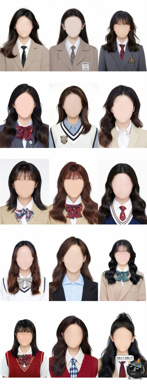 图片[2]-证件照学院风女生学生发型服装长发刘海卷发修图后期合成PSD模板PS素材-设计猿