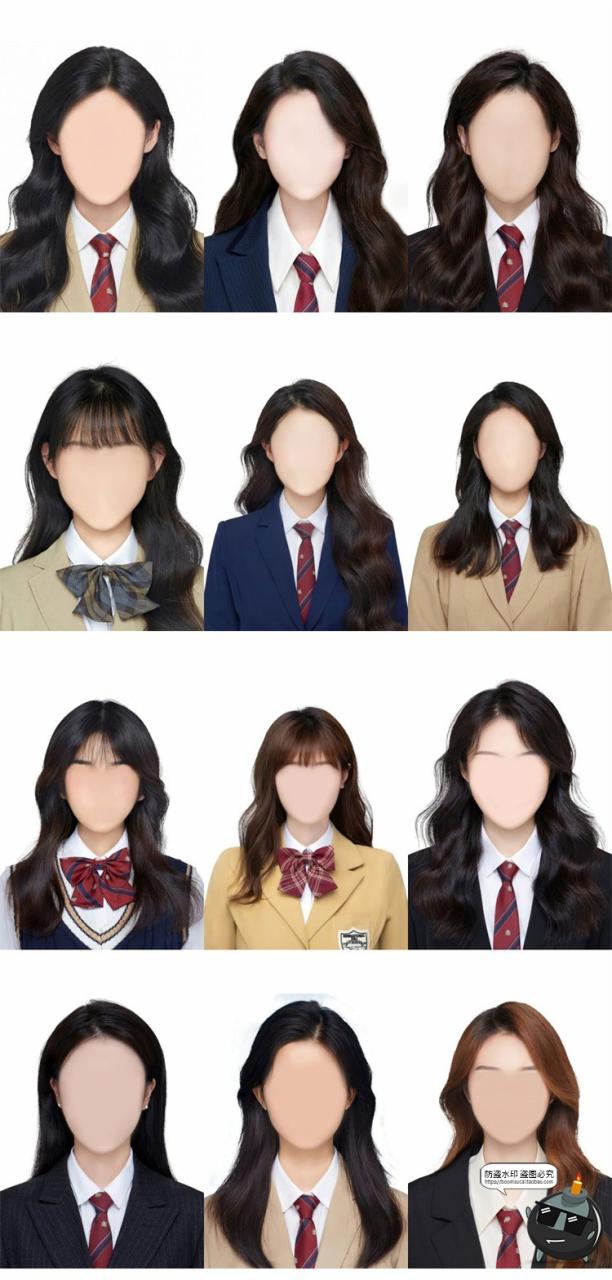 图片[5]-证件照学院风女生学生发型服装长发刘海卷发修图后期合成PSD模板PS素材-设计猿