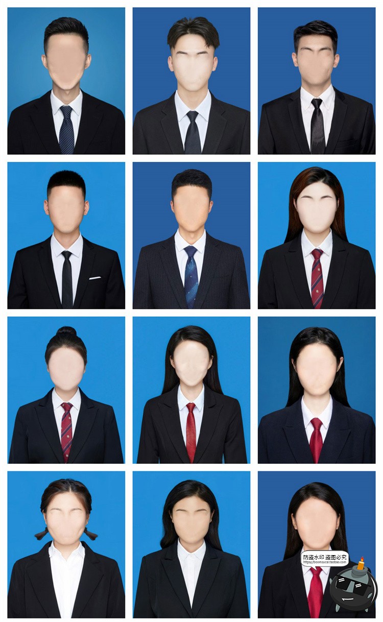 图片[1]-证件照男女西装红领带职业装正式装上衣衣服发型形象照PSD模板免抠素材-设计猿