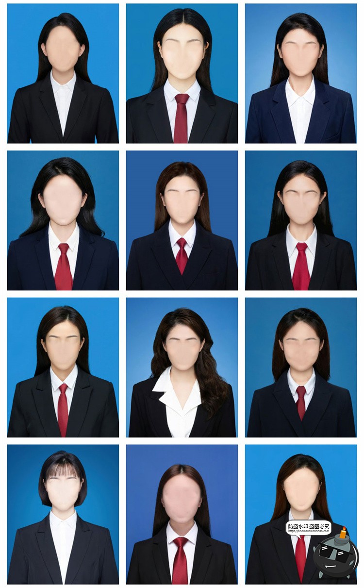 图片[2]-证件照男女西装红领带职业装正式装上衣衣服发型形象照PSD模板免抠素材-设计猿