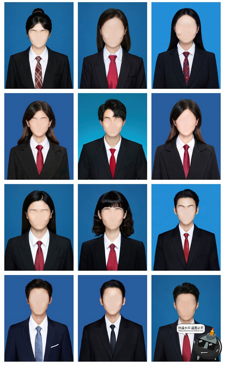 图片[3]-证件照男女西装红领带职业装正式装上衣衣服发型形象照PSD模板免抠素材-设计猿