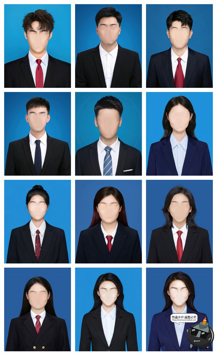 图片[4]-证件照男女西装红领带职业装正式装上衣衣服发型形象照PSD模板免抠素材-设计猿