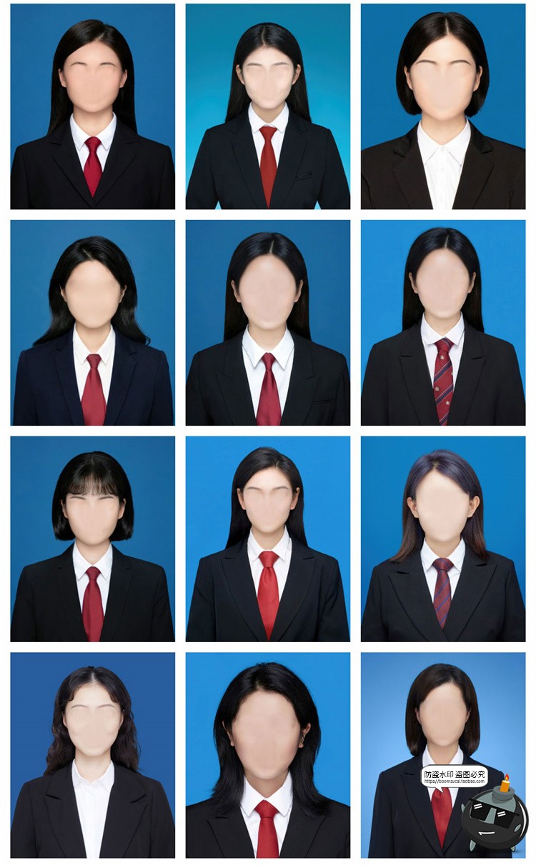 图片[5]-证件照男女西装红领带职业装正式装上衣衣服发型形象照PSD模板免抠素材-设计猿