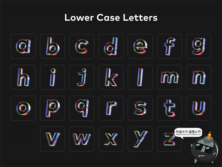 图片[6]-透明3D彩虹渐变彩色玻璃水晶视觉英文字母数字字符PNG免抠图素材-设计猿