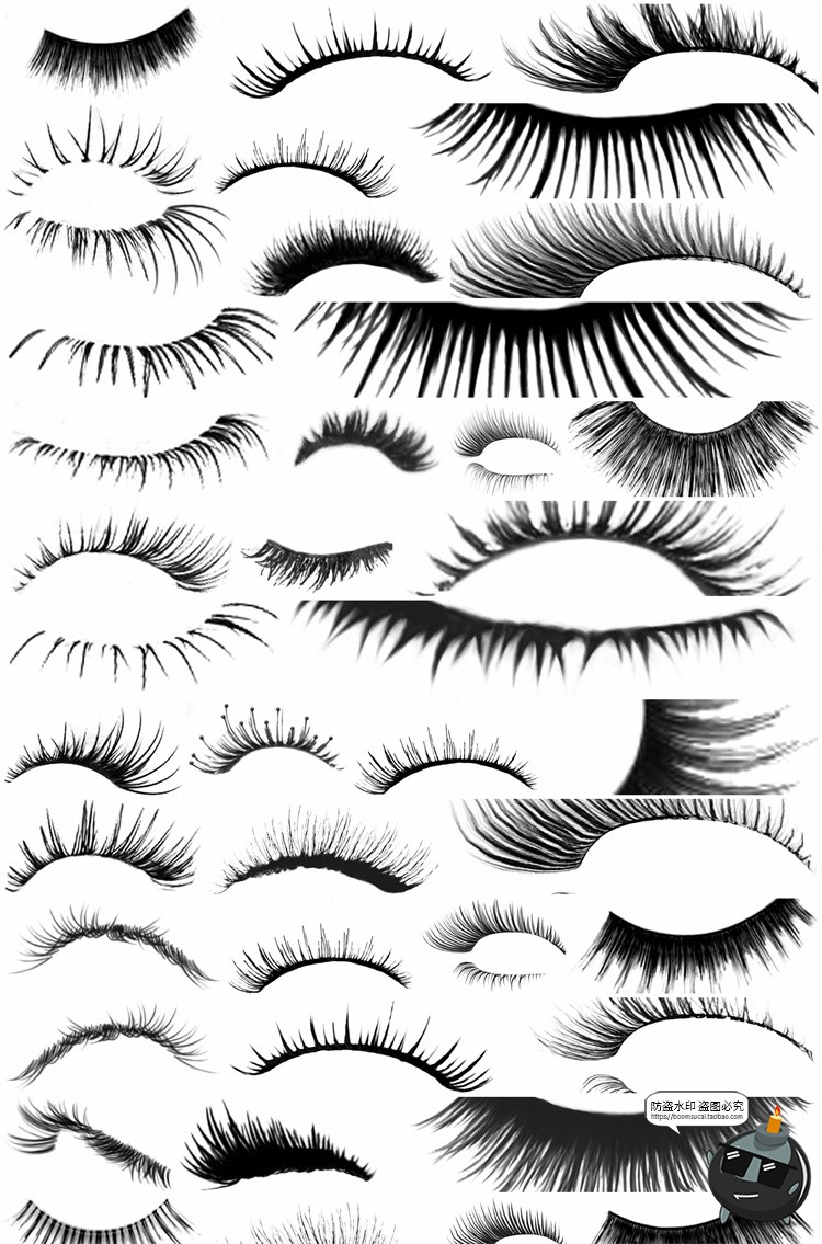 图片[1]-眼睫毛素材PNG免扣免抠透明背景五官妆容脸睫毛后期合成化妆素材-设计猿