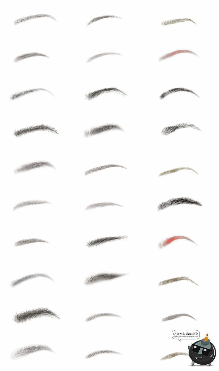 图片[3]-人脸修图化妆妆容眉毛贴图PNG免抠透明图片五官修图后期合成素材-设计猿