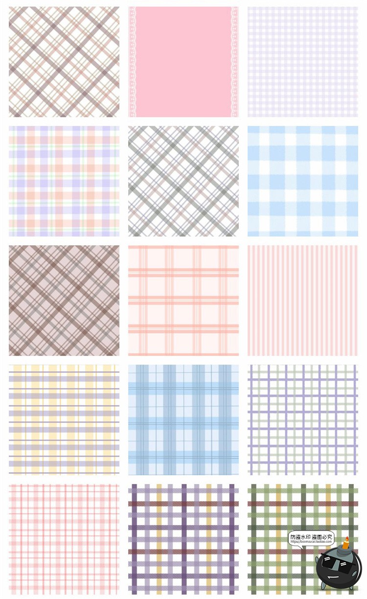 图片[2]-清新软萌甜格子格纹斜纹背景平铺重复图案印花图片底纹理JPG素材-设计猿