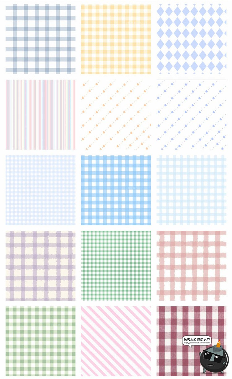图片[14]-清新软萌甜格子格纹斜纹背景平铺重复图案印花图片底纹理JPG素材-设计猿
