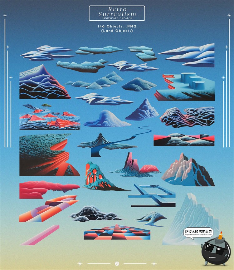 图片[7]-复古超现实主义抽象几何建筑场景剪贴插画背景JPG图片PNG免抠素材-设计猿