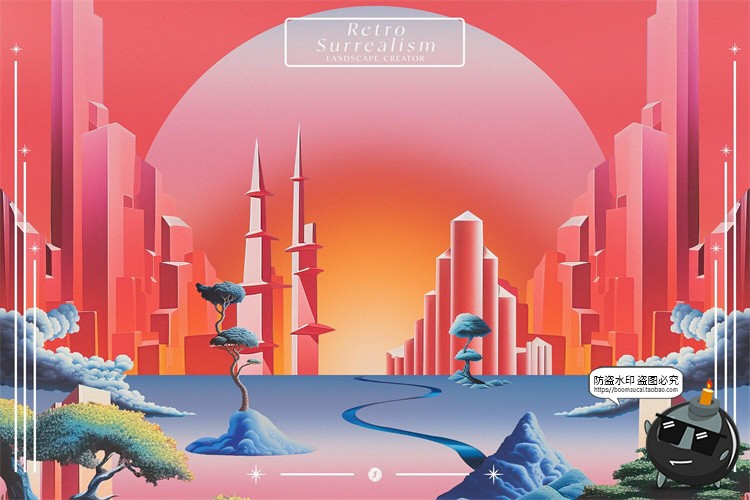 图片[10]-复古超现实主义抽象几何建筑场景剪贴插画背景JPG图片PNG免抠素材-设计猿