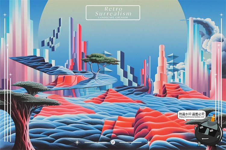 图片[15]-复古超现实主义抽象几何建筑场景剪贴插画背景JPG图片PNG免抠素材-设计猿