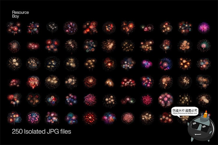 图片[2]-高清4K璀璨节日庆典烟火焰火花四射绽放光效背景底纹JPG图片素材-设计猿