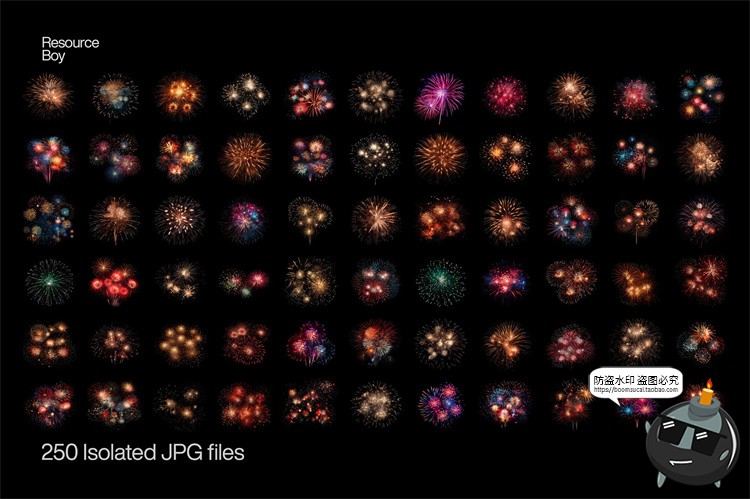 图片[3]-高清4K璀璨节日庆典烟火焰火花四射绽放光效背景底纹JPG图片素材-设计猿
