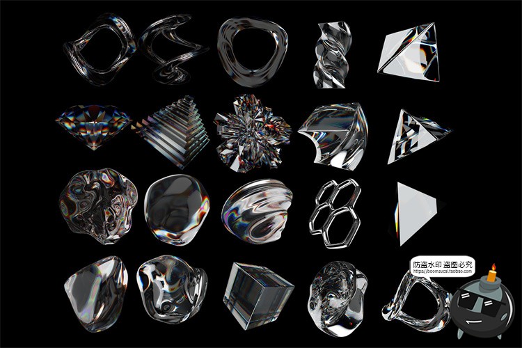 图片[4]-酸性透明水晶体玻璃科幻抽象艺术3D几何图形未来科技PNG免抠素材-设计猿