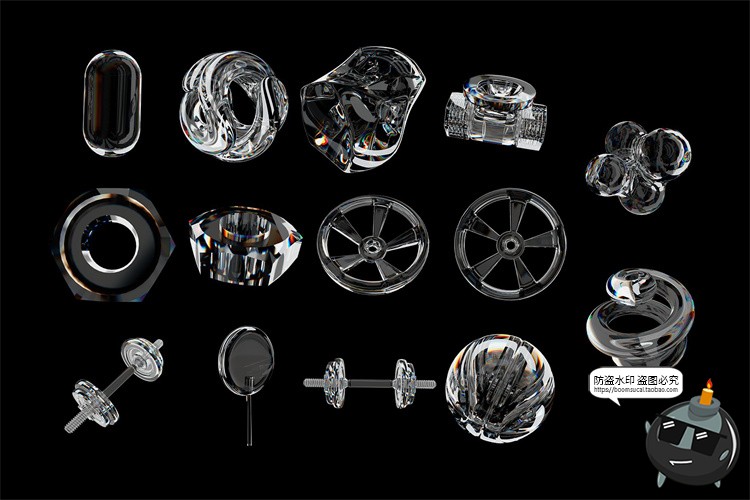 图片[5]-酸性透明水晶体玻璃科幻抽象艺术3D几何图形未来科技PNG免抠素材-设计猿