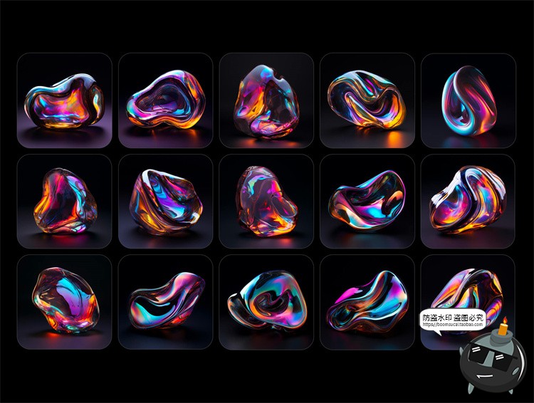 图片[2]-梦幻光泽流体渐变炫彩科幻宝石矿石水晶背景PNG免抠高清图片素材-设计猿